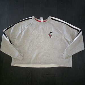 Disney Gray Crew Neck Sweater with Mickey Embroidery